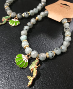 Kiwi Jasper w/Mermaid Charm