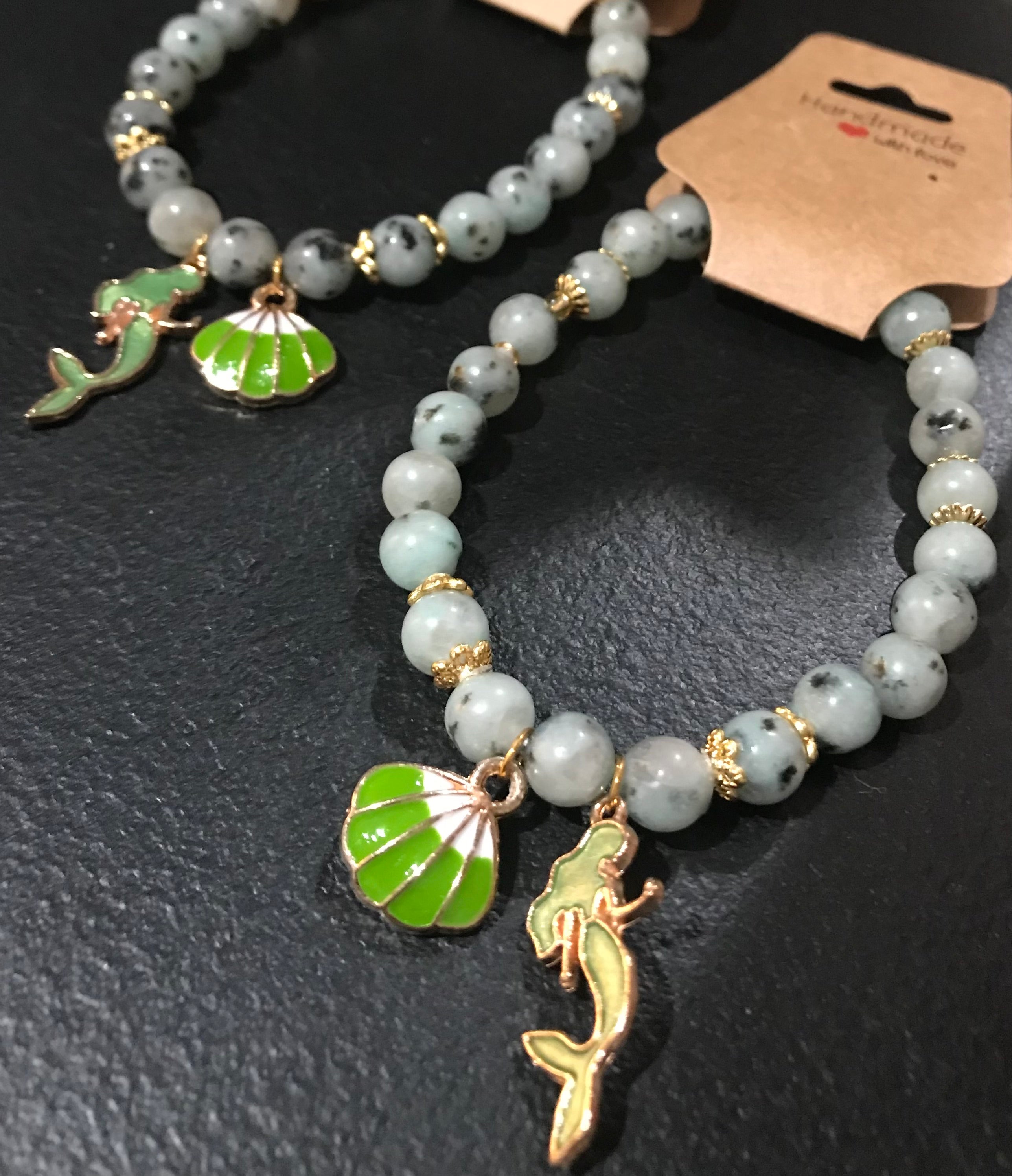 Kiwi Jasper w/Mermaid Charm