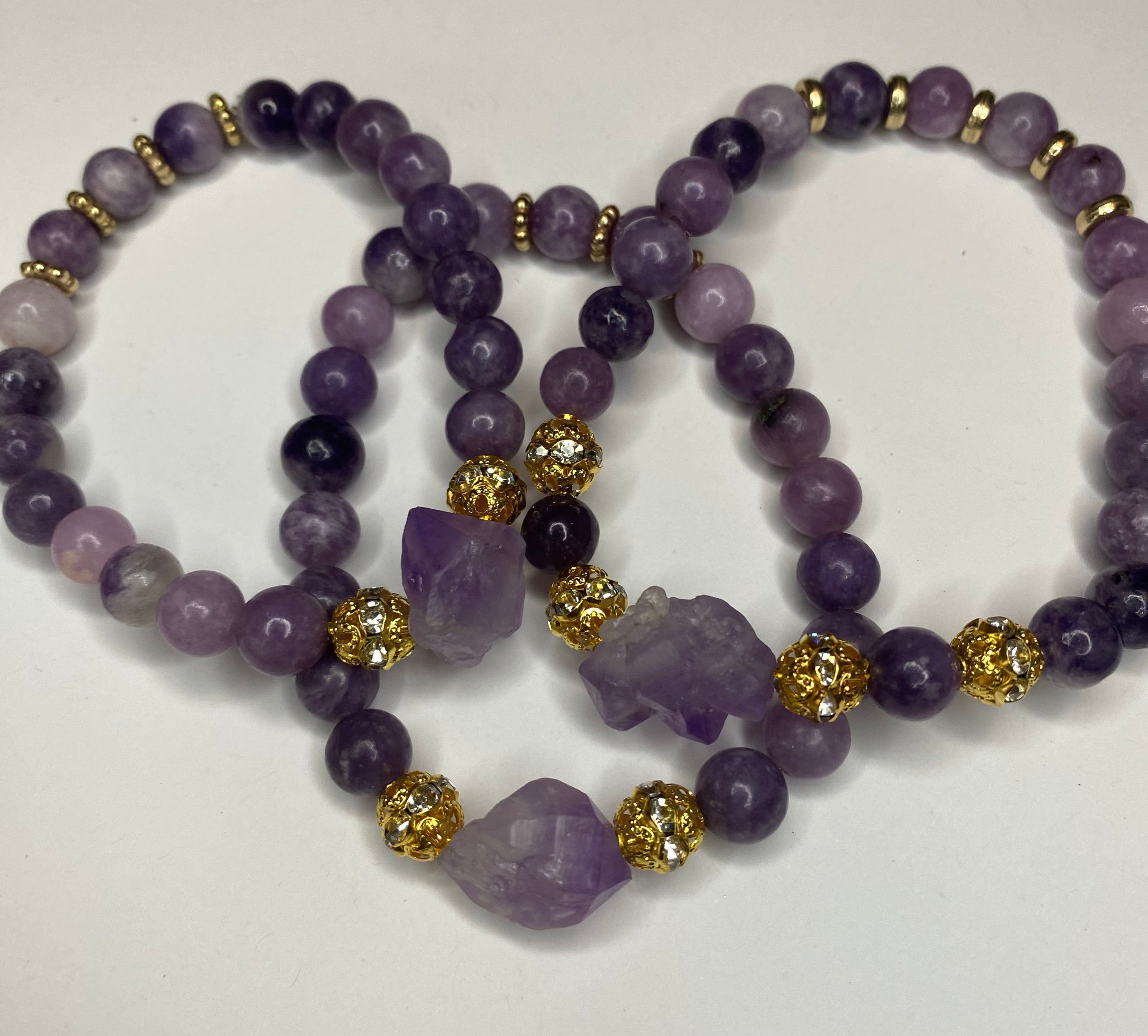 Purple Mica with Amethyst - Gold