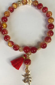 Crackled Glass, Red & Gold